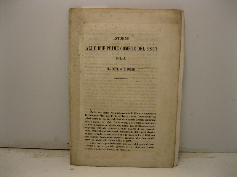 Intorno alle due prime comete del 1857. Nota